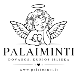 palaiminti logotipas angeliukas krikšto reikmenys
