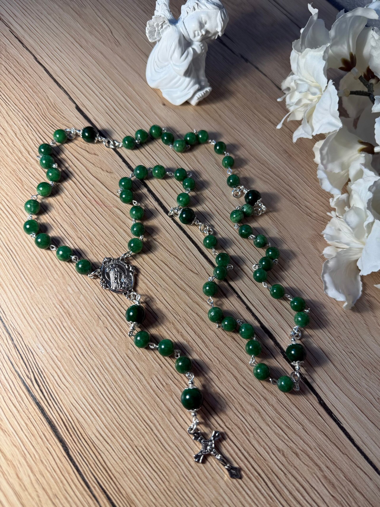 žalias rožančius iš žadeito